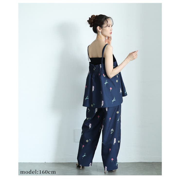 爽やかな甘さ引き立つ花柄セミワイドストレートパンツ【6月12日20時販売新作】