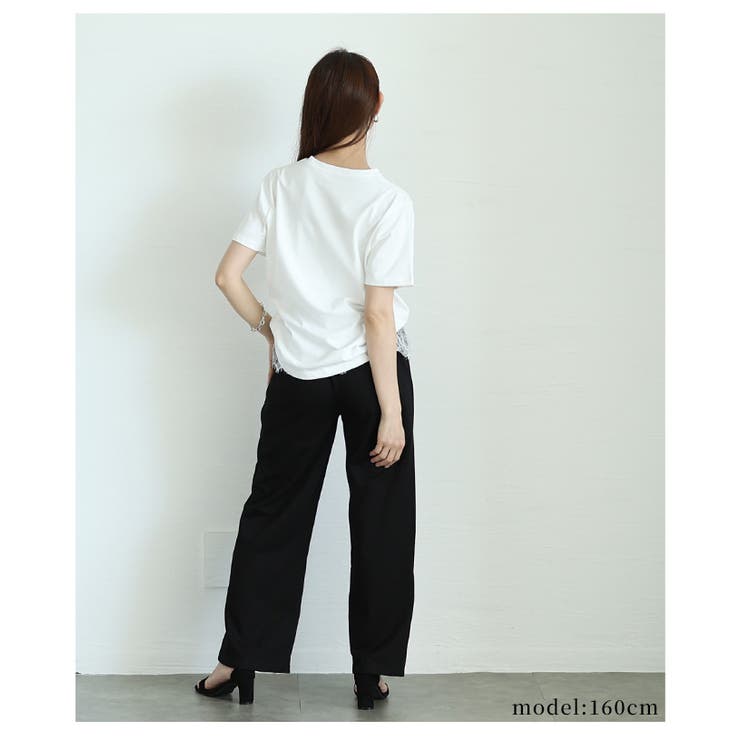 可憐な甘さが包み込むレース切替ロングパンツ【6月9日20時販売新作】
