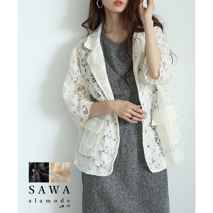 ハンサムに華やぐ甘いレトロな花柄レーステーラードジャケット レディース | Sawa a la mode | 詳細画像1 