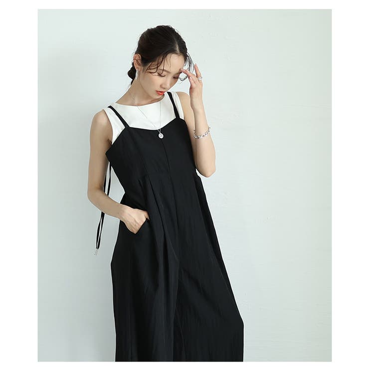 甘辛なスタイリッシュを纏うサロペットワイドパンツ【6月21日20時販売新作】