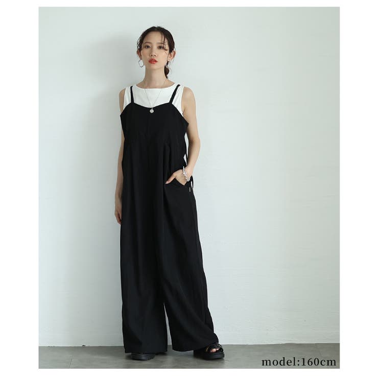 甘辛なスタイリッシュを纏うサロペットワイドパンツ【6月21日20時販売新作】