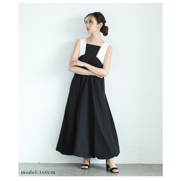 アクセントスリーブデザインのバルーンワンピース【6月18日20時販売新作】