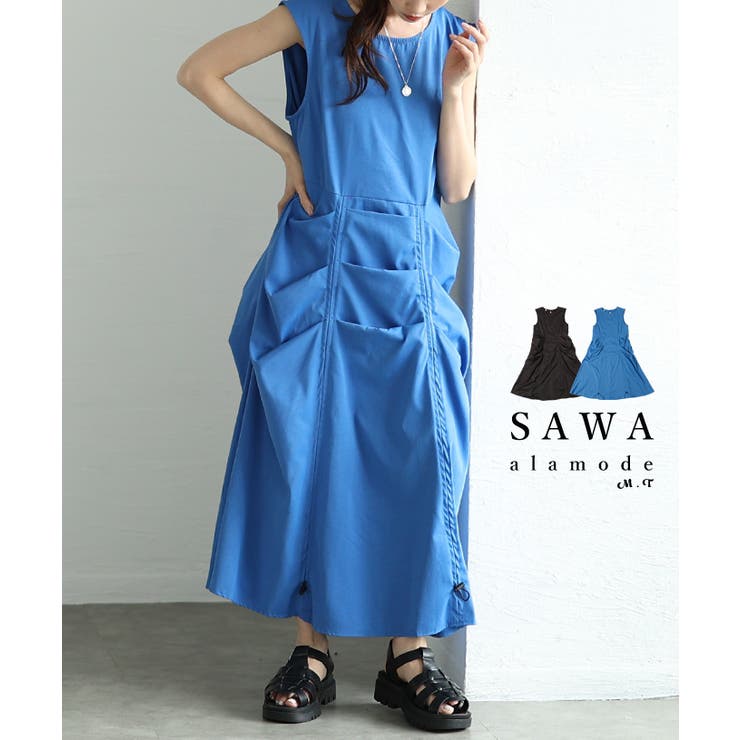 個性を引き立つデザインに惹き込まれるタックノースリーブワンピース レディース | Sawa a la mode | 詳細画像1 