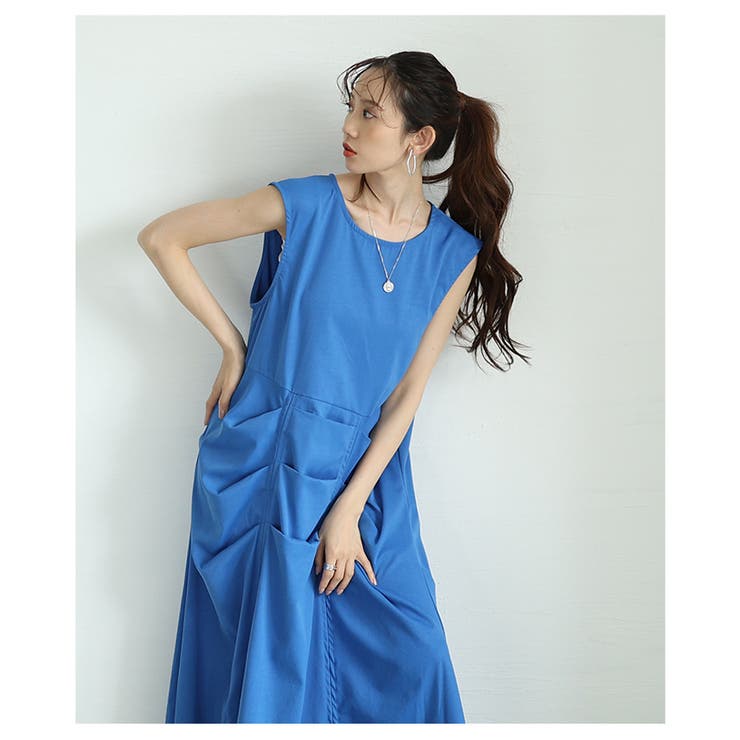 個性を引き立つタックノースリーブワンピース【6月19日20時販売新作】