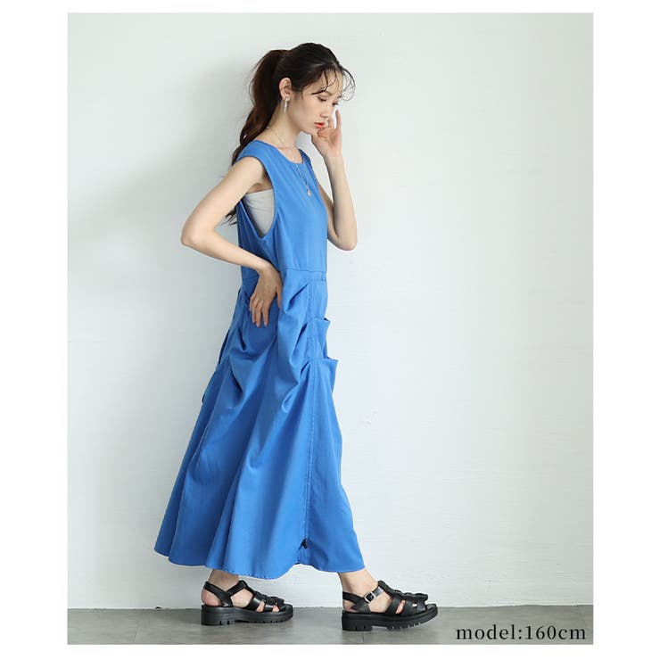 個性を引き立つタックノースリーブワンピース【6月19日20時販売新作】