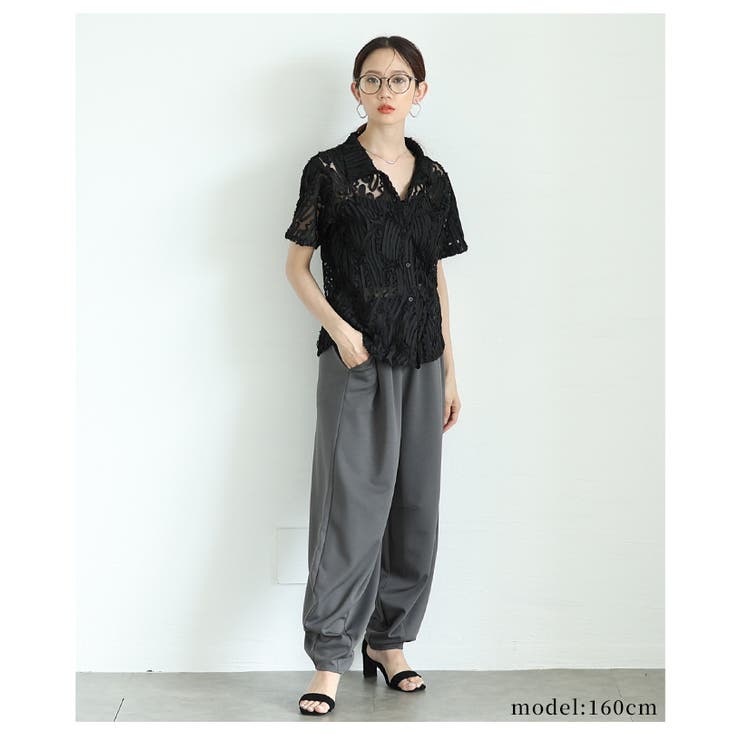 ヘルシーな大人の肌見せチュールリボンレースシャツ【6月28日20時販売新作】