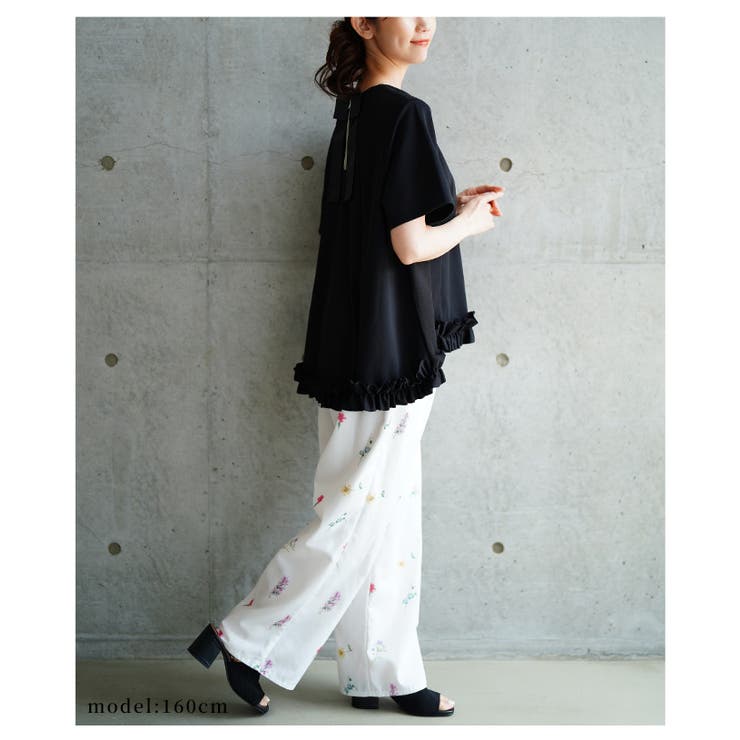 さりげない可愛さを宿すバックリボンンデザインファスナー裾フリルトップス レディー… | Sawa a la mode | 詳細画像3 