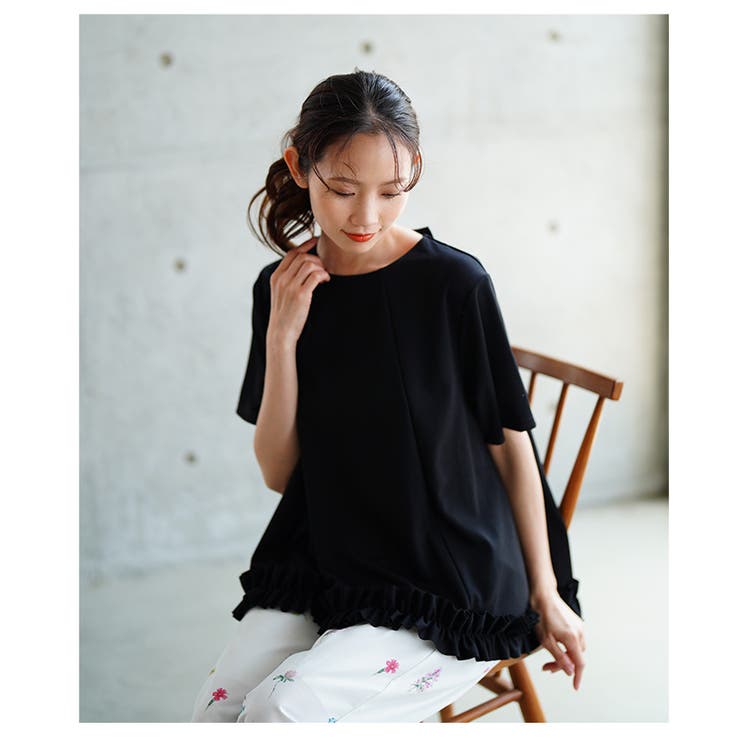 さりげない可愛さを宿すバックリボンンデザインファスナー裾フリルトップス レディー… | Sawa a la mode | 詳細画像12 