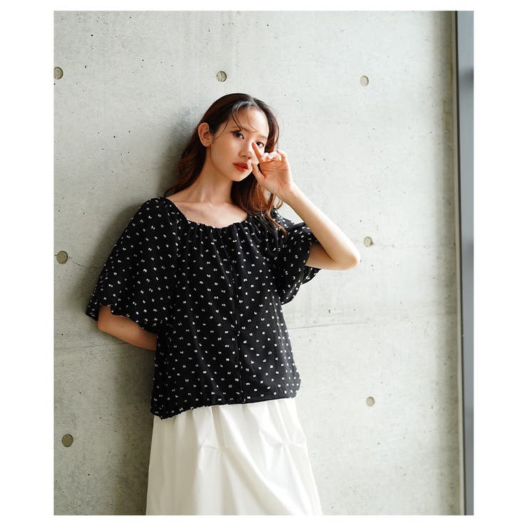 心ときめくドット柄バルーンスリーブブラウス【6月26日20時販売新作】