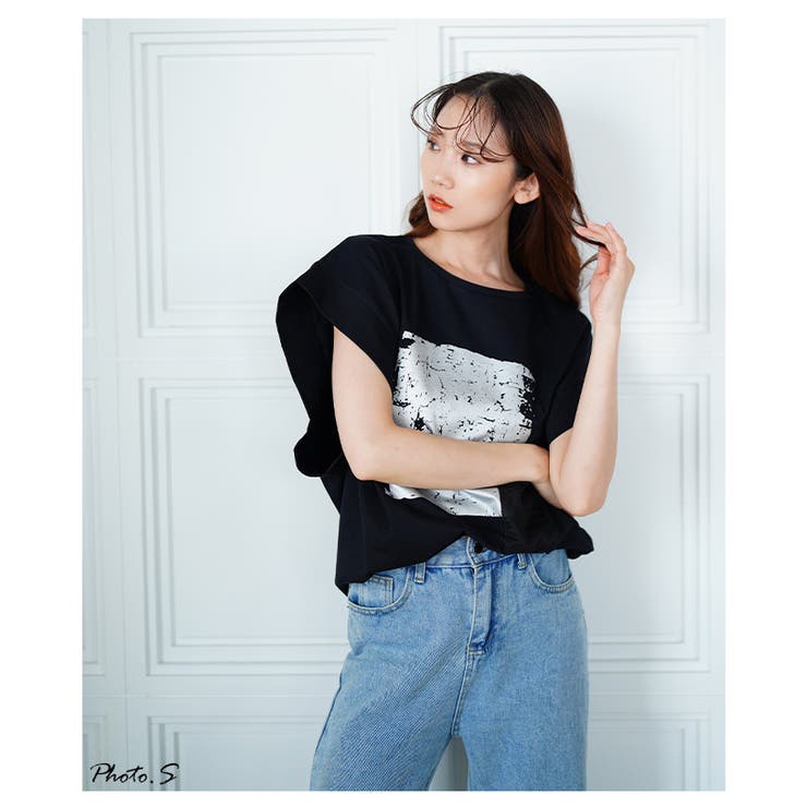 ヴィンテージモードなプリントコットンTシャツ【6月26日20時販売新作】