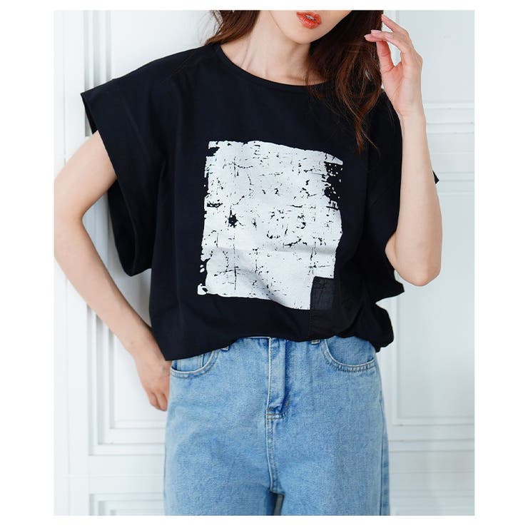 ヴィンテージモードなプリントコットンTシャツ【6月26日20時販売新作】