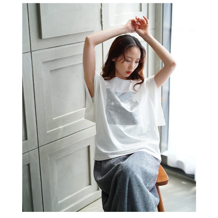 ヴィンテージモードなプリントコットンTシャツ【6月26日20時販売新作】