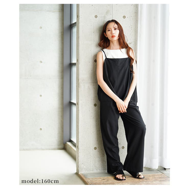 バックスリットキャミソールサロペットパンツ【6月26日20時販売新作】