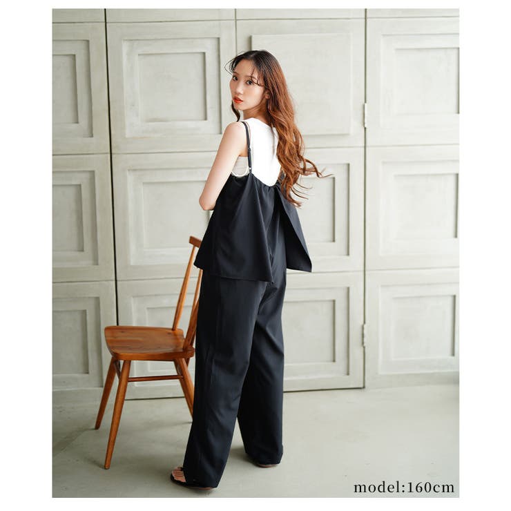 バックスリットキャミソールサロペットパンツ【6月26日20時販売新作】