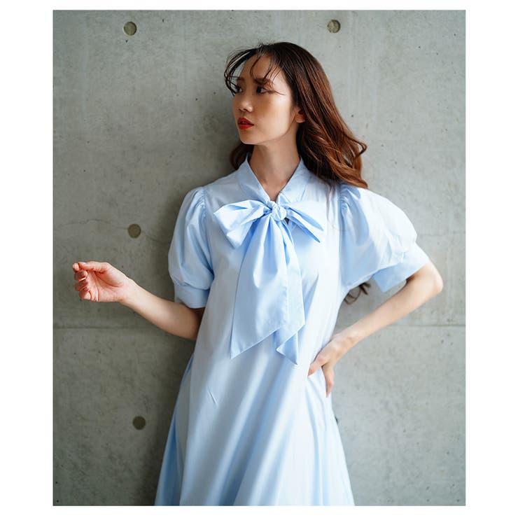 パフスリーブリボンティアードロングワンピース【6月25日20時販売新作】