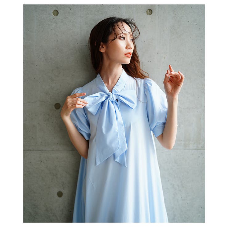 パフスリーブリボンティアードロングワンピース【6月25日20時販売新作】
