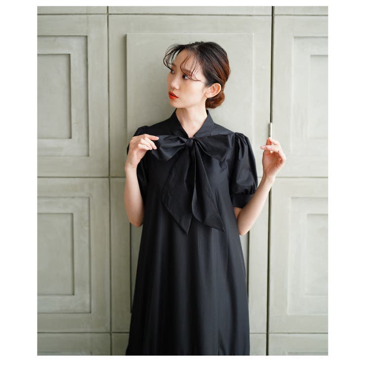 パフスリーブリボンティアードロングワンピース【6月25日20時販売新作】
