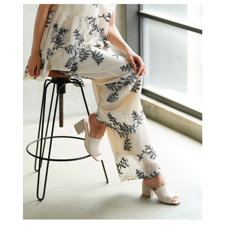 シックに華やぐリーフ刺繍メッシュワイドパンツ【6月23日20時販売新作】