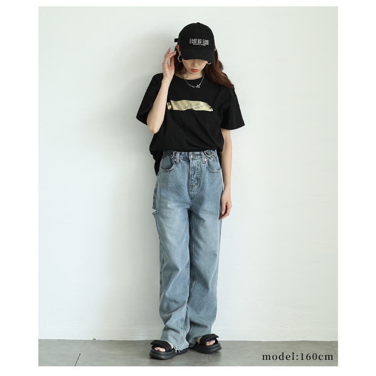 ヴィンテージなペイント箔オーバーサイズTシャツ【7月5日20時販売新作】