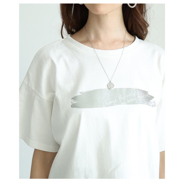 ヴィンテージなペイント箔オーバーサイズTシャツ【7月5日20時販売新作】