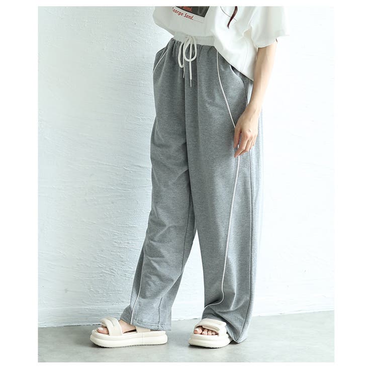 トレンドライクなパイピングラインスウェットパンツ【7月2日20時販売新作】