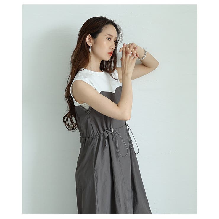 即オシャレなカットドッキングナイロンワンピース【7月3日20時販売新作】