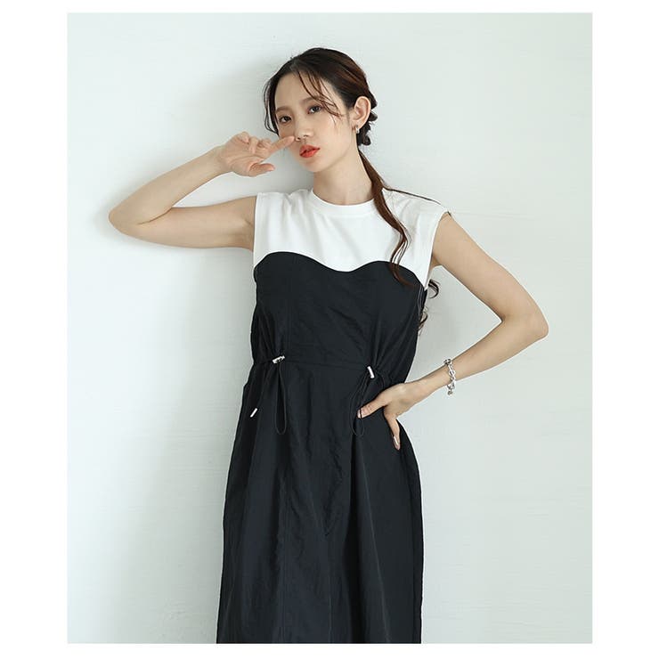 即オシャレなカットドッキングナイロンワンピース【7月3日20時販売新作】