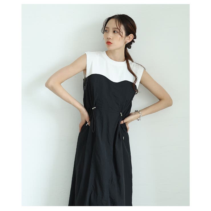 即オシャレなカットドッキングナイロンワンピース【7月3日20時販売新作】
