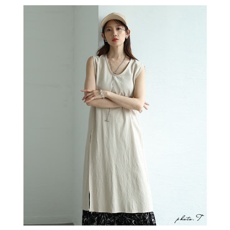 重ねてサマになるノースリーブコットンチュニック【6月30日20時販売新作】