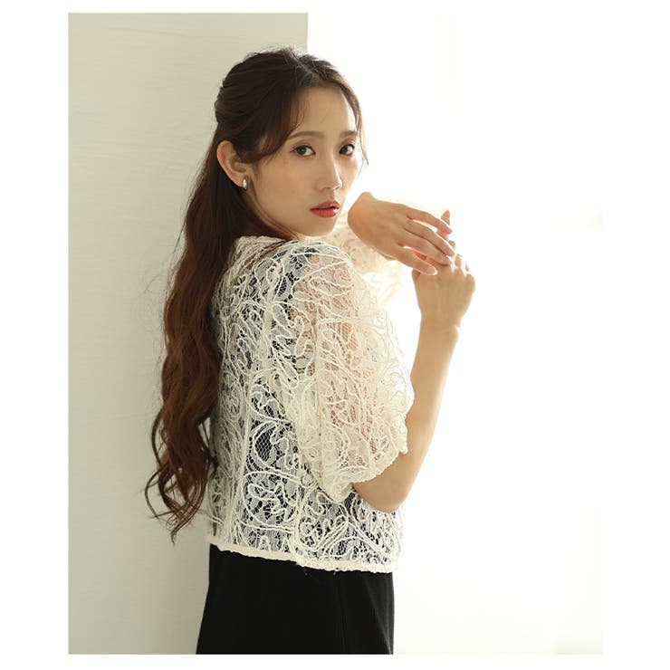 上品な透け感が魅力的な総レースボレロ風ショートカーディガン レディース ファッシ… | Sawa a la mode | 詳細画像12 