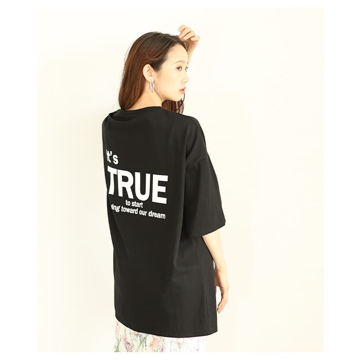 後ろ姿も抜かりない大人のロゴプリントオーバーTシャツ レディース ファッション | Sawa a la mode | 詳細画像4 