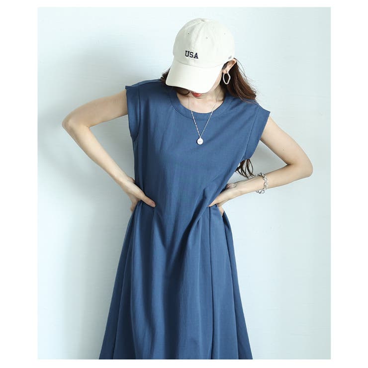 接触冷感フレンチスリーブフレアワンピース【7月10日20時販売新作】