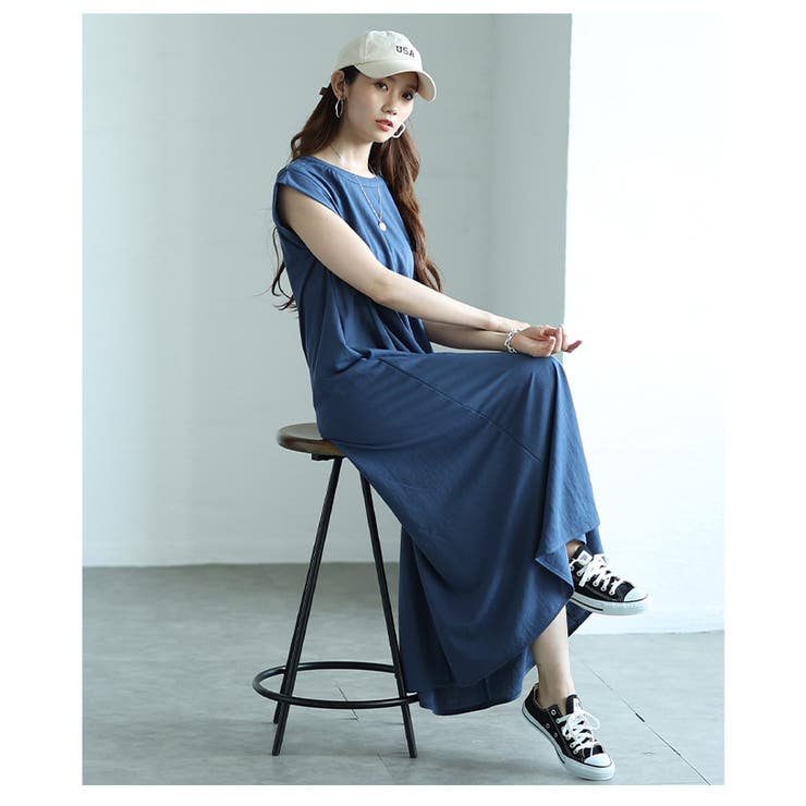 接触冷感フレンチスリーブフレアワンピース【7月10日20時販売新作】