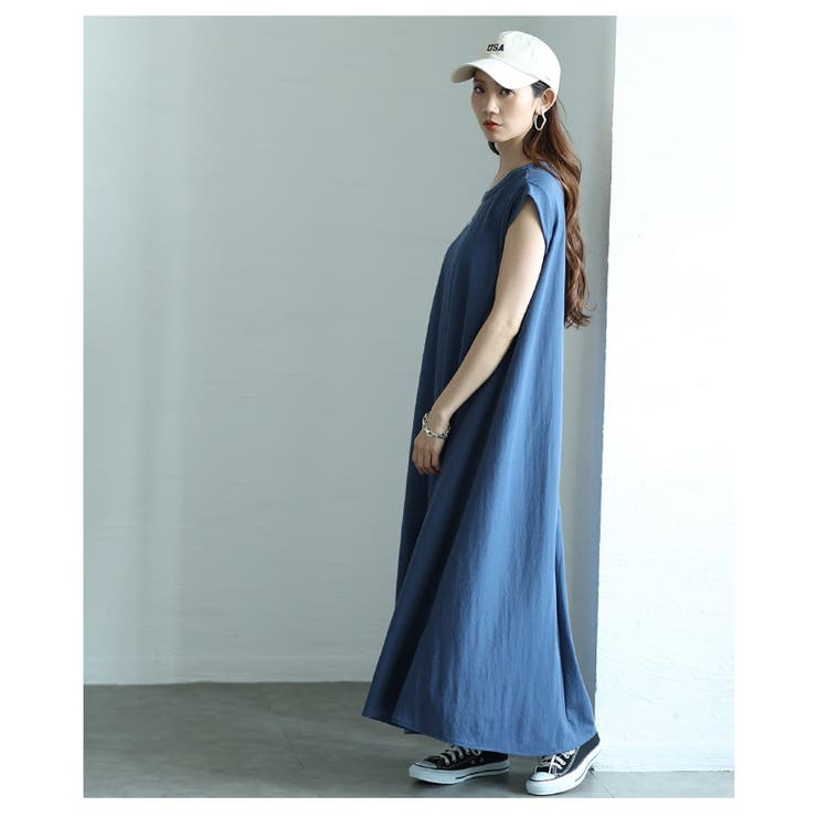 接触冷感フレンチスリーブフレアワンピース【7月10日20時販売新作】