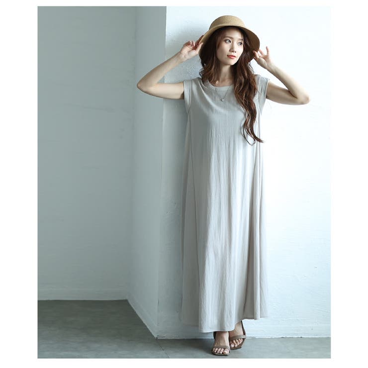 接触冷感フレンチスリーブフレアワンピース【7月10日20時販売新作】