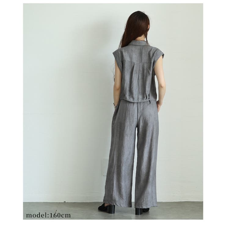 ノースリーブシャツ＆ワイドパンツセットアップ【7月7日20時販売新作】