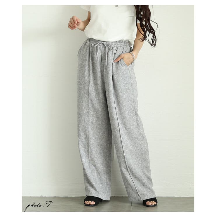 落ち感のある上品シルエットのミックスツイードピンタックパンツ レディース ファッ… | Sawa a la mode | 詳細画像3 