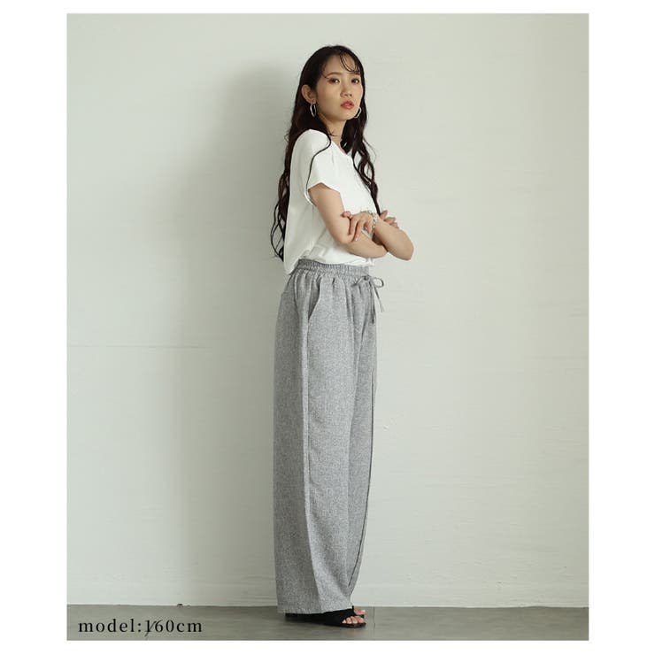 落ち感のある上品シルエットのミックスツイードピンタックパンツ レディース ファッ… | Sawa a la mode | 詳細画像4 