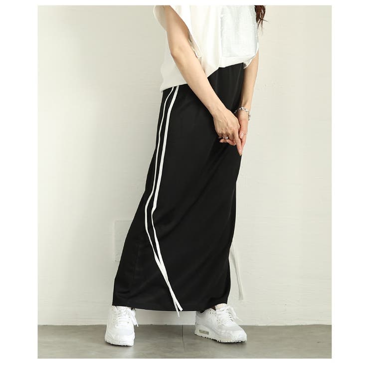 スポーティーなこなれ感を宿すサイドラインジャージナロースカート レディース ファ… | Sawa a la mode | 詳細画像20 