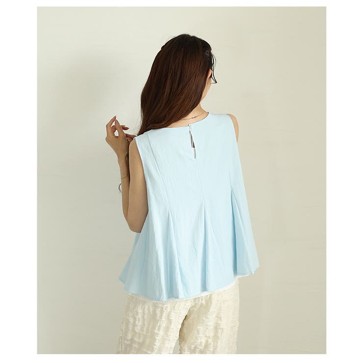 清涼感に包まれるプリーツレイヤードデザインのフレアタンクトップ レディース ファ… | Sawa a la mode | 詳細画像8 