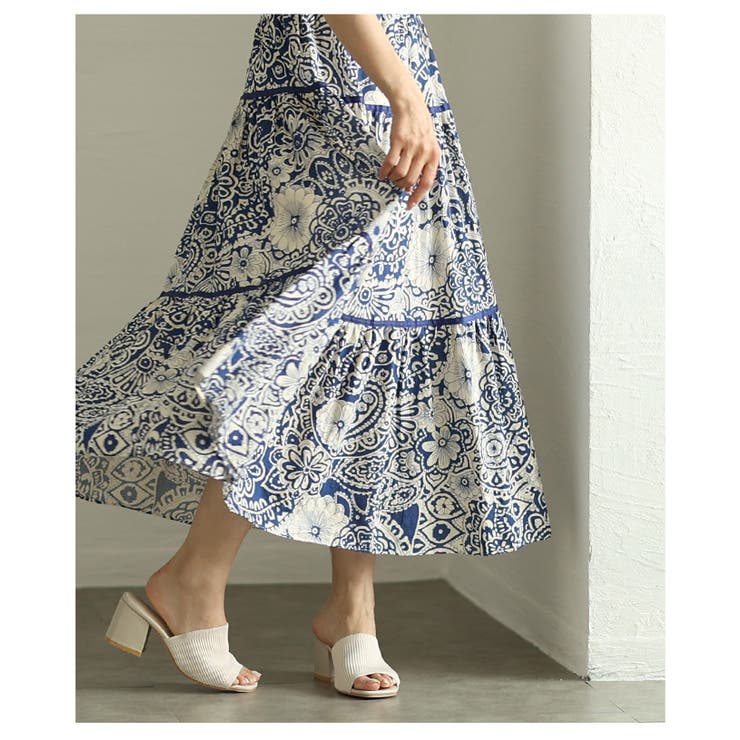 エキゾチックに華やぐフラワープリントティアードスカート レディース ファッション | Sawa a la mode | 詳細画像9 