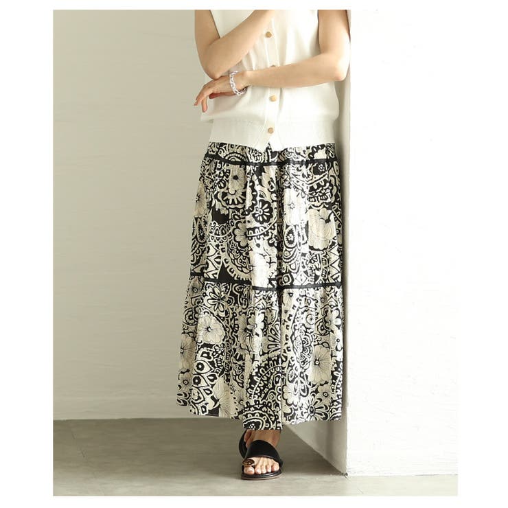 エキゾチックに華やぐフラワープリントティアードスカート レディース ファッション | Sawa a la mode | 詳細画像15 