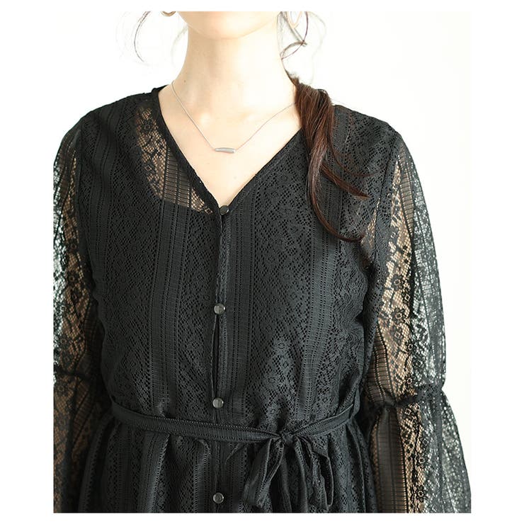 重ねて楽しむ花レースが美しいフレアスリーブワンピース レディース ファッション | Sawa a la mode | 詳細画像5 
