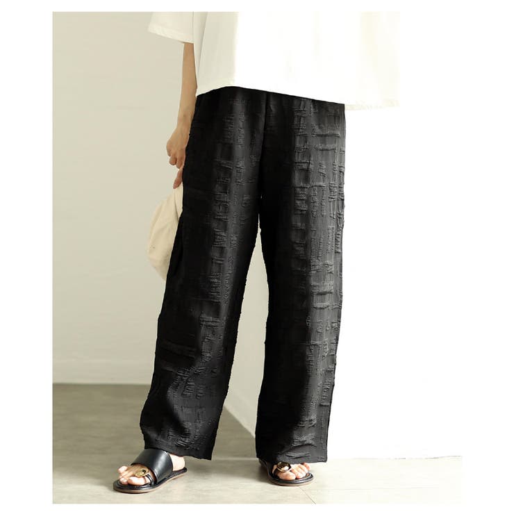 ラフに見せないきれい見えジャガードセミワイドパンツ レディース ファッション | Sawa a la mode | 詳細画像6 