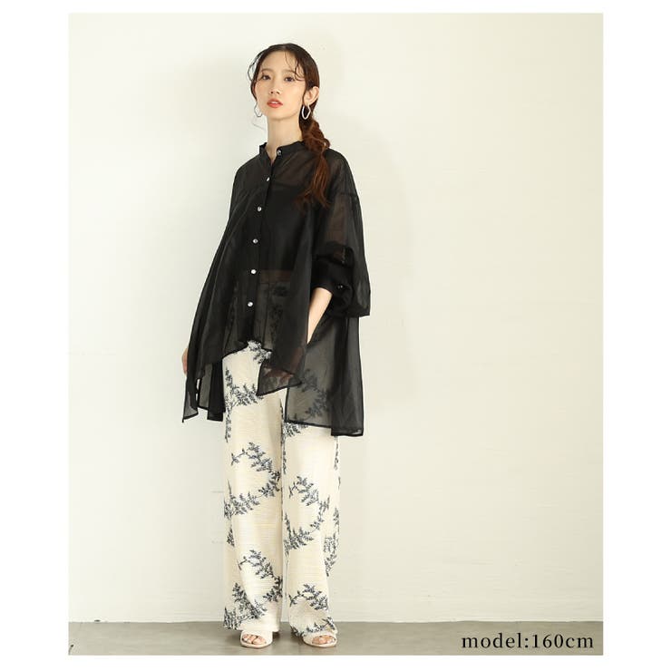 ヘルシーな肌見せ叶う変形バンドカラーシアーブラウス レディース ファッション | Sawa a la mode | 詳細画像8 