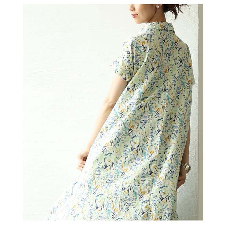 爽やかな風に舞う水彩画風花柄フレンチコットンシャツワンピース レディース ファッ… | Sawa a la mode | 詳細画像8 