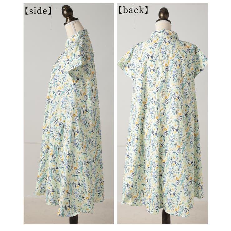 爽やかな風に舞う水彩画風花柄フレンチコットンシャツワンピース レディース ファッ… | Sawa a la mode | 詳細画像22 