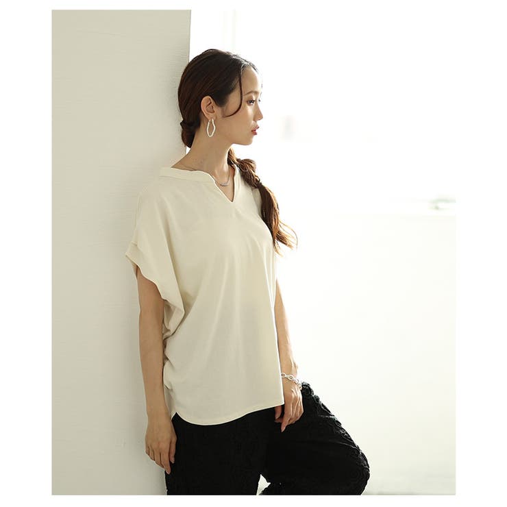 リラクシーな抜け感纏うキーネックドルマンカットソー レディース ファッション | Sawa a la mode | 詳細画像14 
