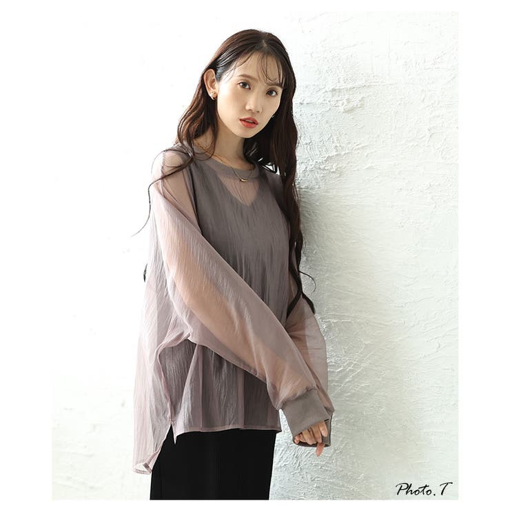 旬な着こなしで大人の肌見せ叶うシアーロングスリーブカットソー レディース ファッ… | Sawa a la mode | 詳細画像3 