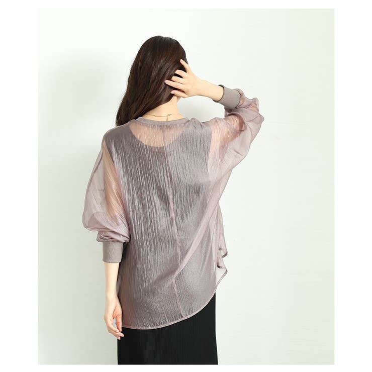 旬な着こなしで大人の肌見せ叶うシアーロングスリーブカットソー レディース ファッ… | Sawa a la mode | 詳細画像6 